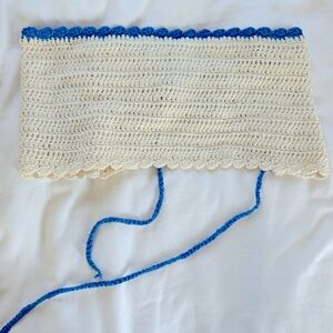 Edikted Women’s White & Blue Crochet Top- Size XS/S